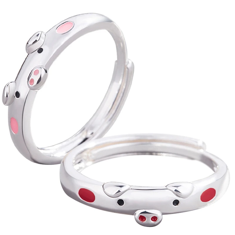 Pig Rings Man Jewelry Animal-Couple Valentines-Day Lucky-Piggy Pink Women Cute Enamel