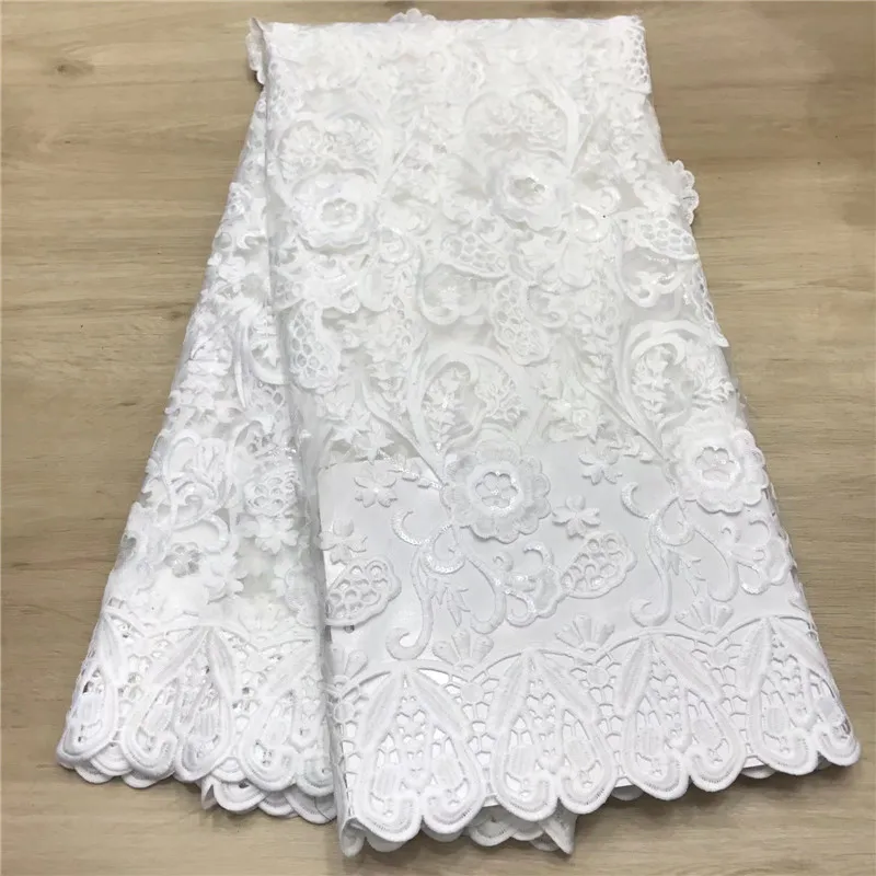 

Pure White African Net Milk Silk Lace Sequins Embroiderd High Quality French Lace Fabric Nigerian Lace Fabric For Wedding