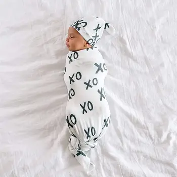

2Pcs Baby Receiving Blanket + Hat Set Newborn Swaddle Wrap Cap Kit Infant Sleepsack Bedding Bath Towel Photography Prop