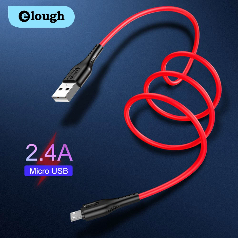Elough Micro USB кабель для Xiaomi Redmi Note 7 2.4A Быстрая зарядка samsung S9 S8 плюс эластичный