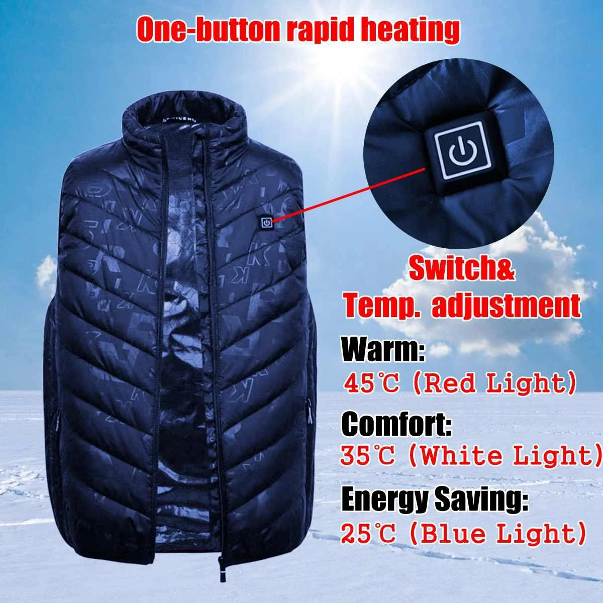 Men Women Outdoor USB Graphene charging Heating Vest Jacket Winter Flexible Electric Thermal Clothing Waistcoat Fishing Hiking