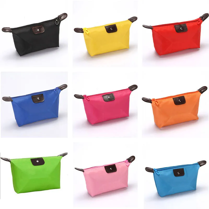 

Cosmetic Bag Soft Round Portable Make Up Bag 10 Colors Dumpling Makeup Bag Unisex Solid Oxford Zipper Travel Bags