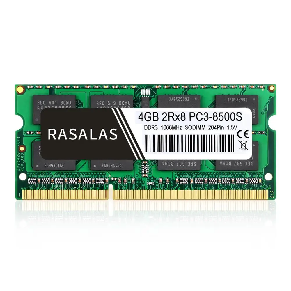  Rasalas 4GB 2Rx8 PC3-8500S DDR3 1066Mhz SO-DIMM 4 GB 15V Notebook RAM 204Pin Laptop Memory sodimm N