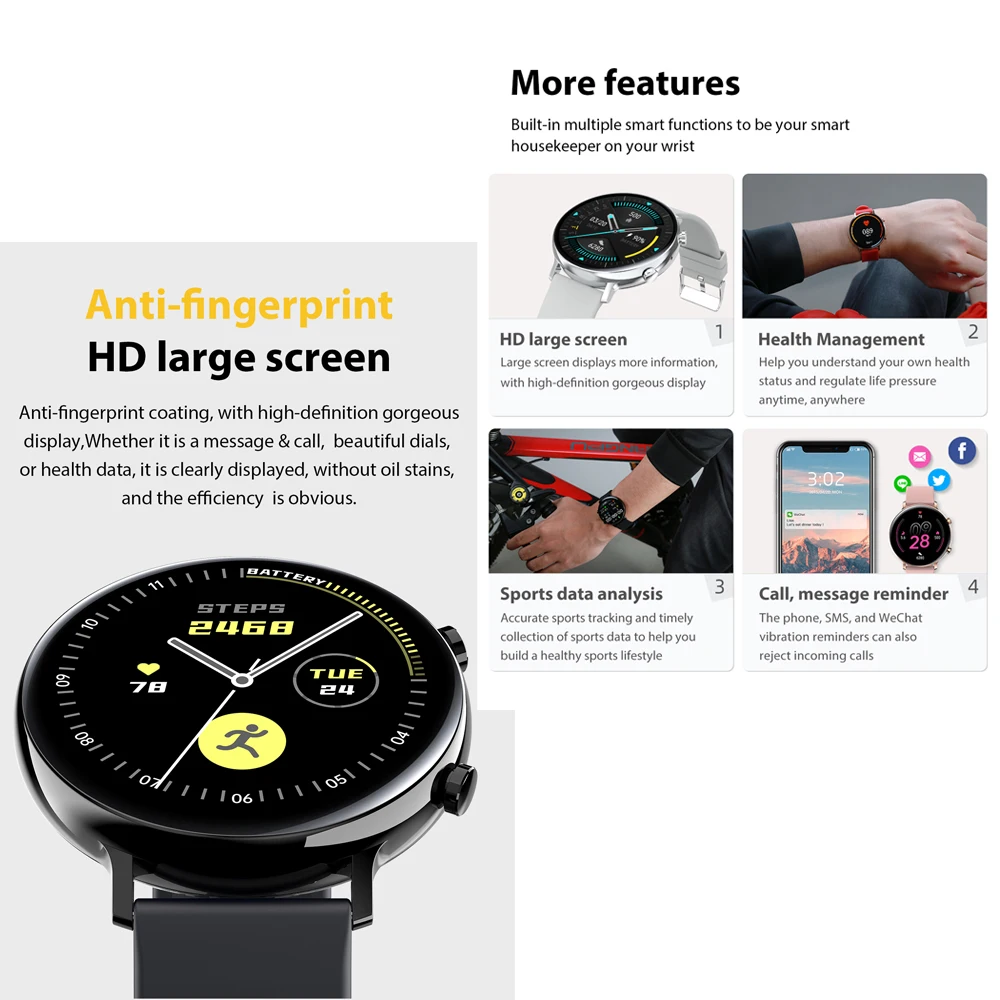 SUOLESHI®Полный сенсорный экран Смарт часы для мужчин 2021 вызовов через Bluetooth HD Экран
