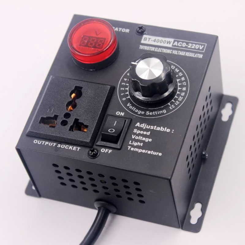 Ac220V 4000 Вт Scr Электронный регулятор напряжения температуры двигателя регулятор скорости вентилятора диммер Электрический Инструмент регулируемый, штепсельная вилка европейского стандарта