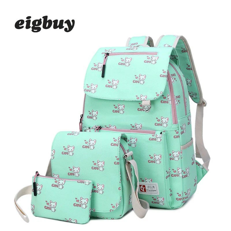 

Fashion Cartoon Backpack 3 Pcs/set Printing Children School Bags For Girls Composite Bags Casual Travel Lady Backpack Kids