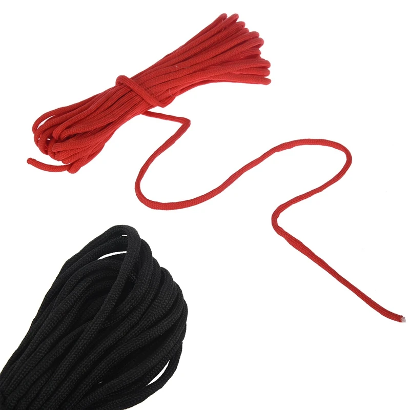 2 Pcs Paracord 550 Parachute Rope 7 Core Strand for Climbing Camping Buckle Rope 25FT, Black with Red