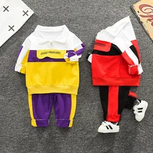 IENENS/детские спортивные костюмы комплекты одежды для мальчиков и девочек повседневная одежда осенние детские толстовки с капюшоном+ штаны для детей от 1 до 4 лет