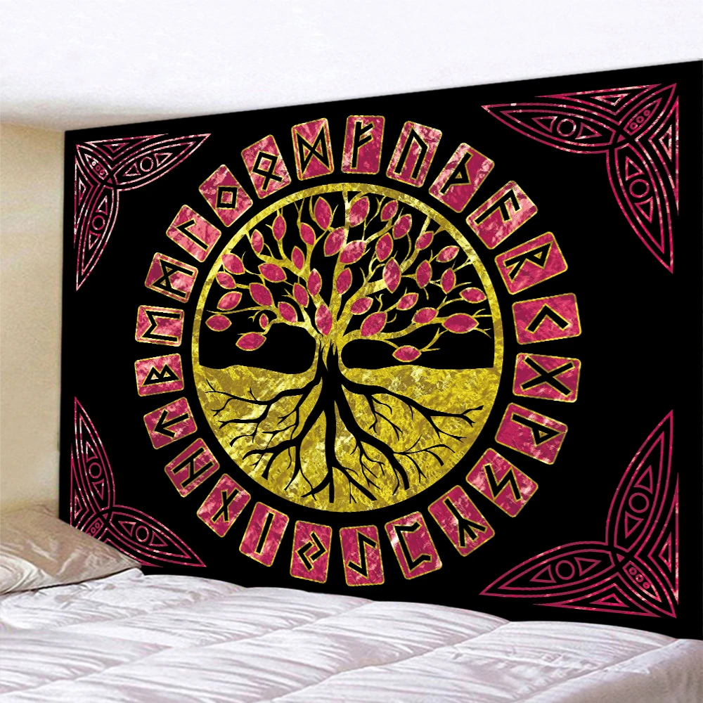 Tapiz con Diseño de Árbol de la Vida para Decoración del Hogar, Esterilla de Yoga Bohemia de Gran Tamaño, Sábana Hippie, Manta Artístico de Sofá