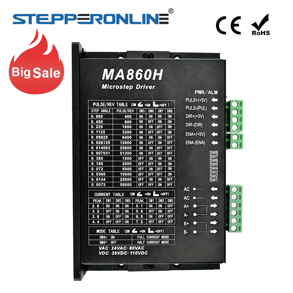 Драйвер шагового двигателя 2,4-7.2A Max 80VAC/110VDC для Nema 34 шагового двигателя 256 микрошаг cnc-фрезерный станок
