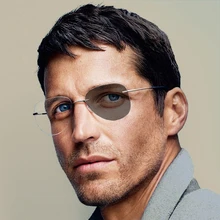 Унисекс пилот фотохромные очки для близорукости для женщин и мужчин Круглый без оправы Титан близорукие очки вождения солнцезащитные очки N5