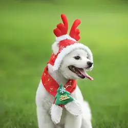 Рождественский шарф для собаки, шапка, набор, Рождественская елка, украшение в виде звезды, шарф, съемная теплая шапка, Рождественский