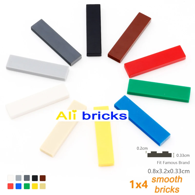 

100pcs Tile 1x4 Build Bricks Base Board Plate 2431 Compatible Classic MOC Building Blocks City View Accessories Part