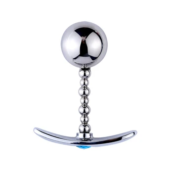 Anal Plug Bead 2 in 1 Metal Anal Beads Adult Masturbation Anal Toys Crystal Jewelry Butt Plug Sex Toys For Gay Men Women GS0408 2