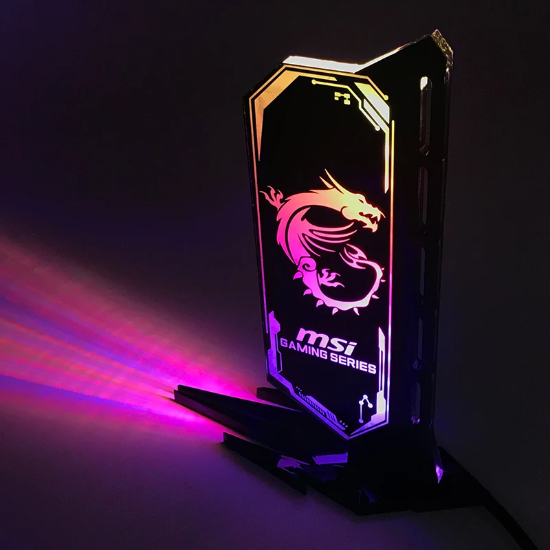 RGB Acrylic GPU Bracket multi Style Illuminated Graphics Card Bracket Chassis Belief Lamp Vertical Jack Support ASUS AURA