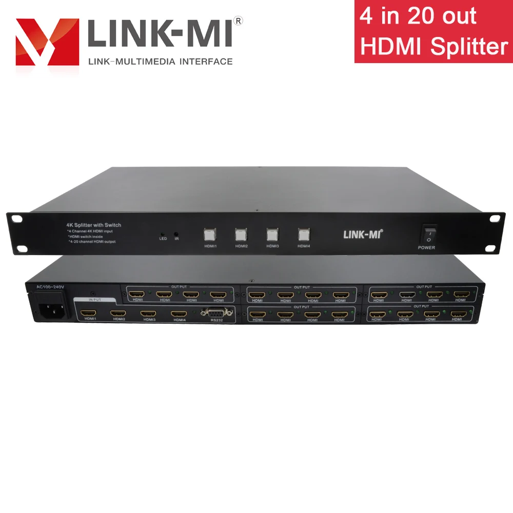 LINK-MI 4 in 20 out 4K HDMI 분배기 최대 3840*2160 @ 30Hz 또는 4096*2160 @ 24Hz UHD 비디오 분배기 지원