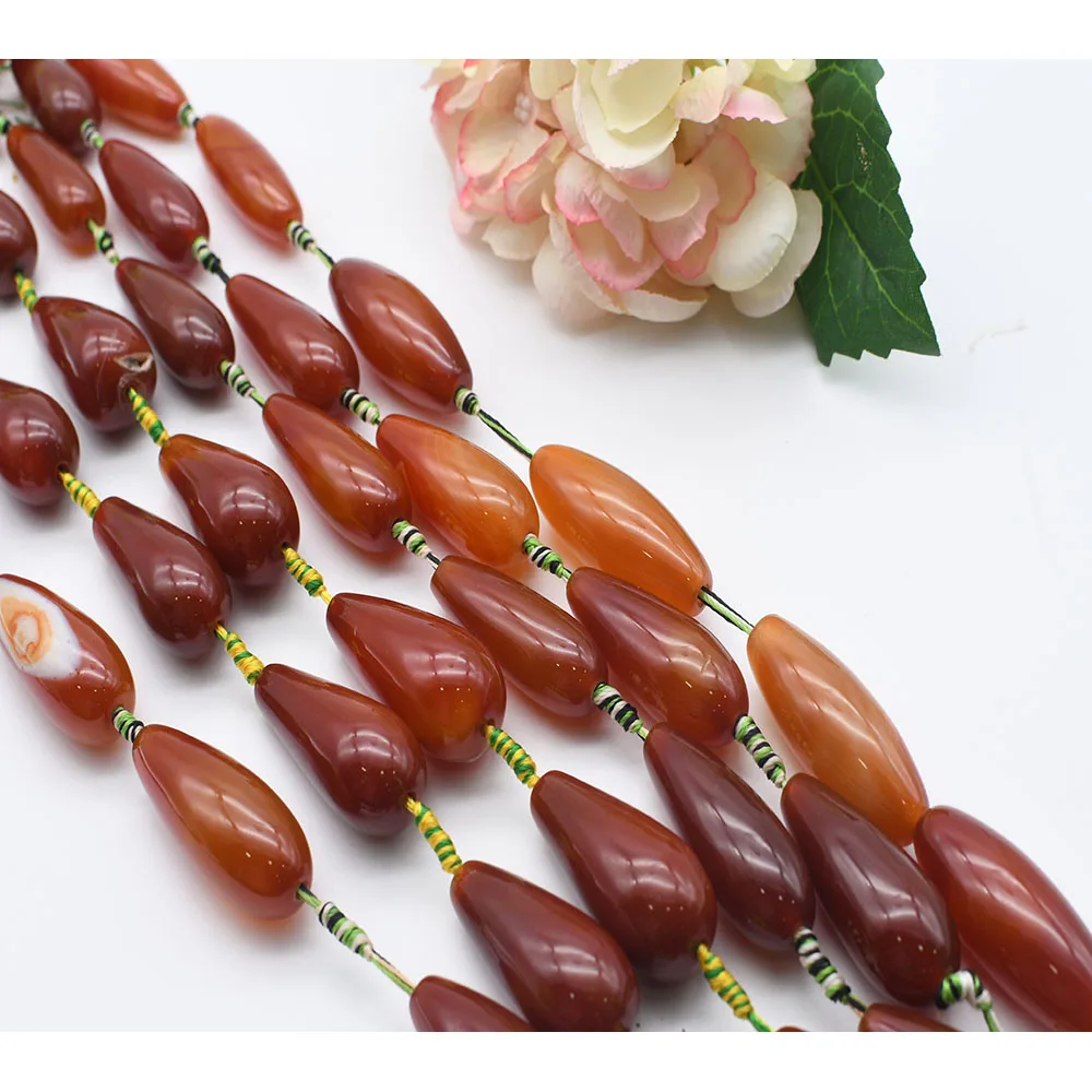 

47x19mm Natural Smooth Candy color water drop Agate stone beads For DIY Bracelet Necklace Jewelry Making Strand 15"