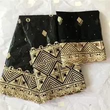 Модные высококачественные африканские Базен Riche ткань дизайн вышитые Базен Riche с тюлем кружевной комплект! WXF1023