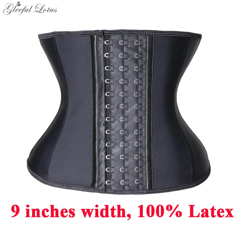 

Women Slimming Corset Latex Waist Trainer Short Torso Tummy shaper Slimming belt Girdles Waist Cincher 9 steel bones Body Shaper