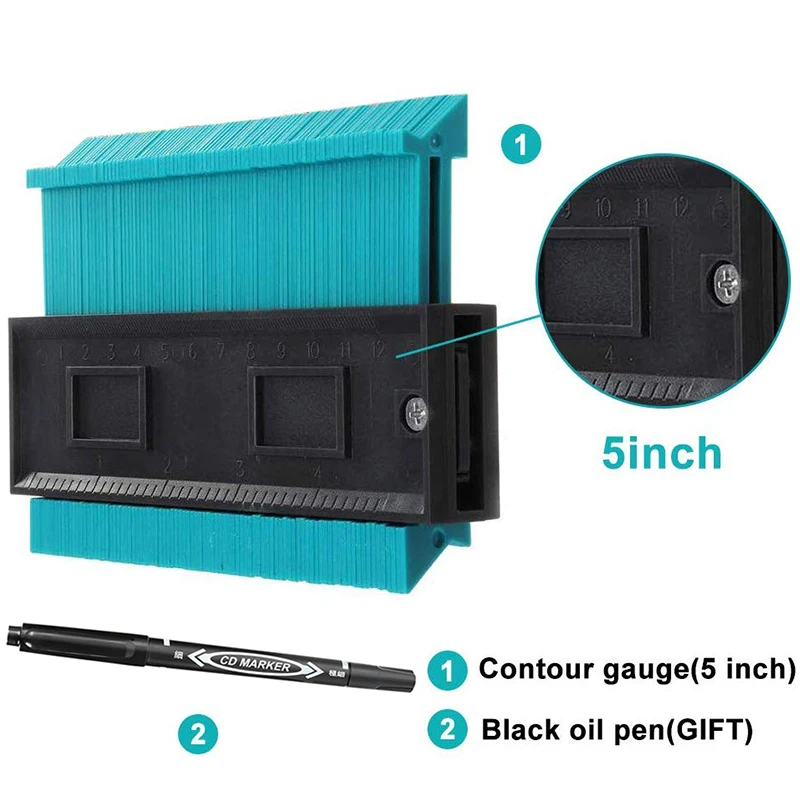 2 Pcs Plastic Gauge Contour Profile Copy Gauge Duplicator 5 Width Wood Marking Tool Set Tiling Laminate Tiles General Tools