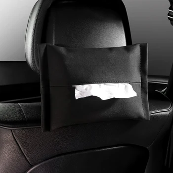 

Leather Creative Tissue Box Cover Car Black Hanging Tissue Tissue Dispenser Reusable Servilletas De Papel Tissue Pouch EA60ZJ