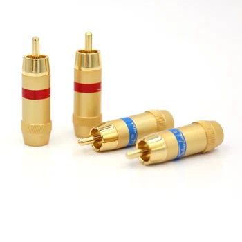 

Free shipping 4pcs Male RCA Plug Wire Solder Audio Video Gold Plated Connector 8MM diameter rca adapter for hifi cable diy