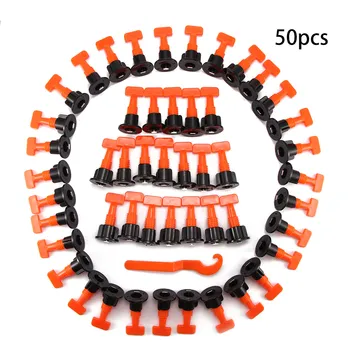 

50pcs Mini Tile Leveler Gasket Positioner Tile Leveling System Reusable gasket with special wrench for building floor alignment