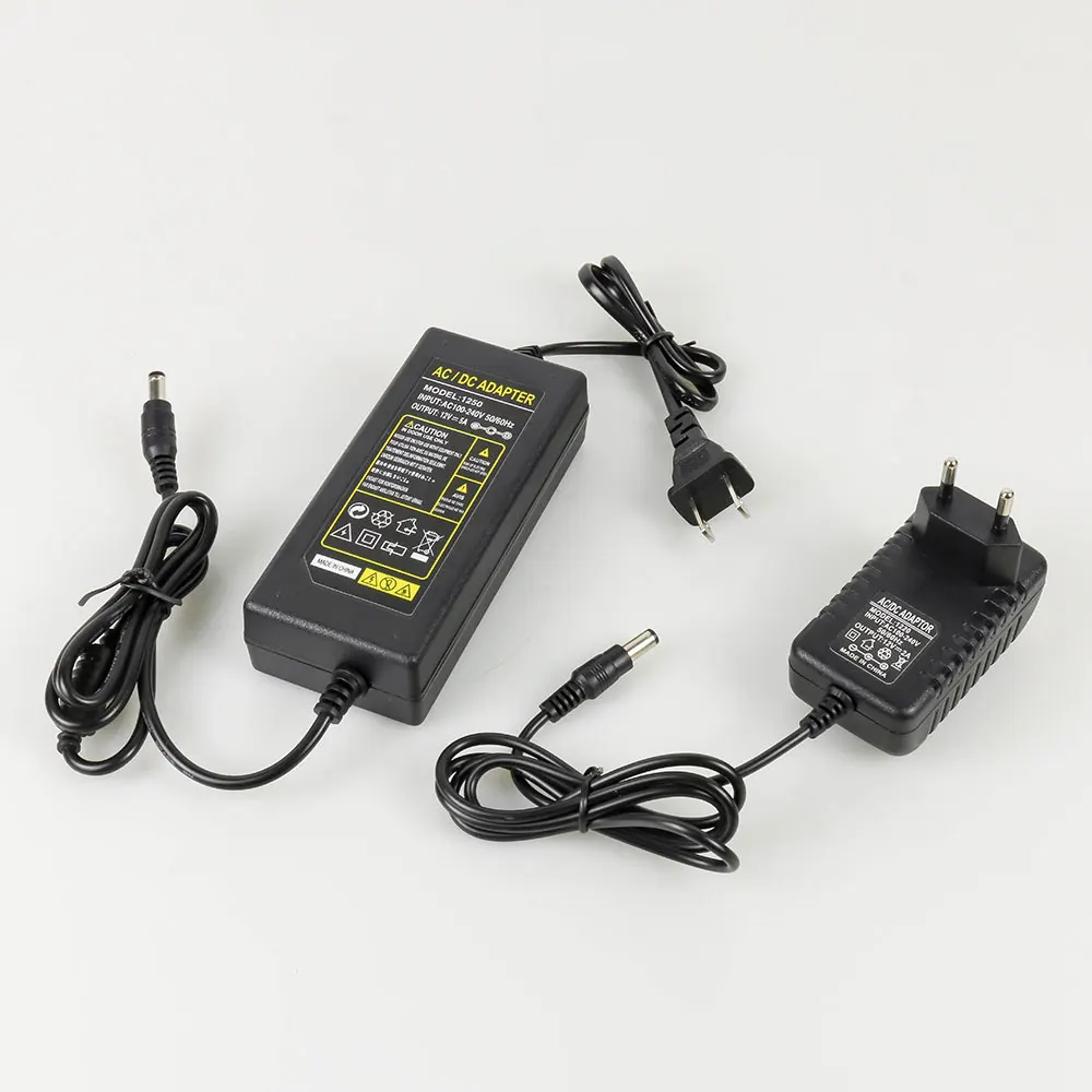 Power Adapter Charger Transformer DC12V 1A 2A 5A 12W 24W 60W AC110-240V US EU Plug For LED Strip Light Cabinet Lighting