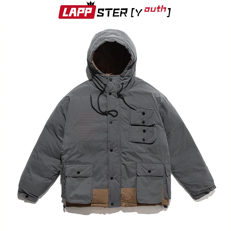 LAPPSTER-молодежная зимняя куртка, Мужская парка в стиле пэчворк, мужские толстые пальто с капюшоном, Мужская Уличная одежда в Корейском стиле, модная дизайнерская одежда