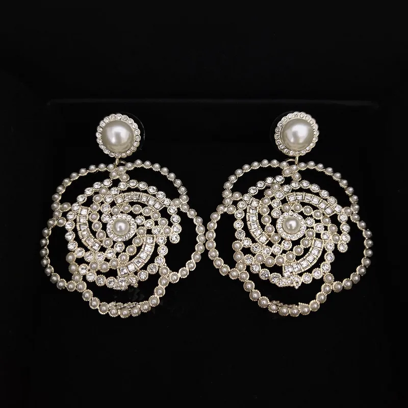 

Timeless Wonder Crystal Zirconia Pearl Camellia Drop Earrings Women Jewelry Statment Gothic Boho Top Runway Gown Gifts Rare 3525