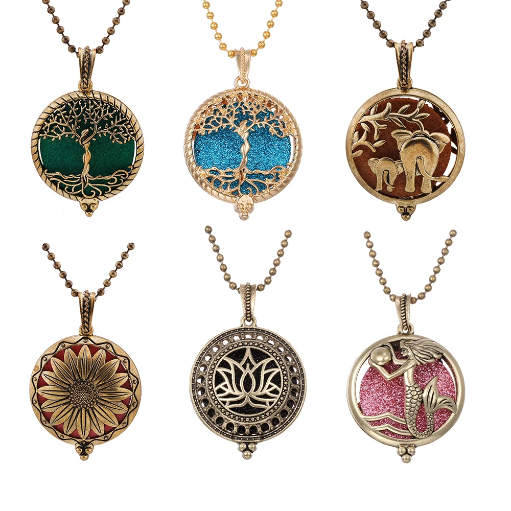 Popular Design Fashion Aromatherapy Necklace Lotus Perfume Locket Jewelry Essential Oil Diffuser Pendant Unisex For Dropshipping | Украшения