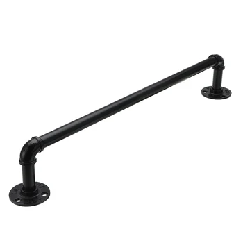 

3PCS Retro Industrial Pipe Towel Holder Wall Mounted Metal Towel Rack Bar Bathroom Hanging Hanger Black Accessories
