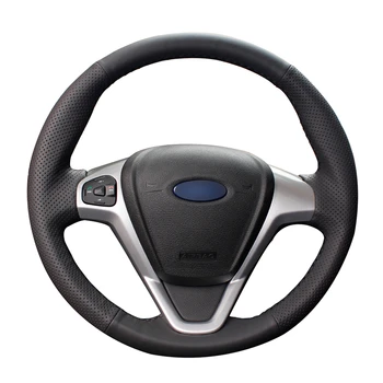 

Hand-stitched Black Artificial Leather Anti-slip Car Steering Wheel Cover for Ford Fiesta 2008-2017 EcoSport 2014-2017