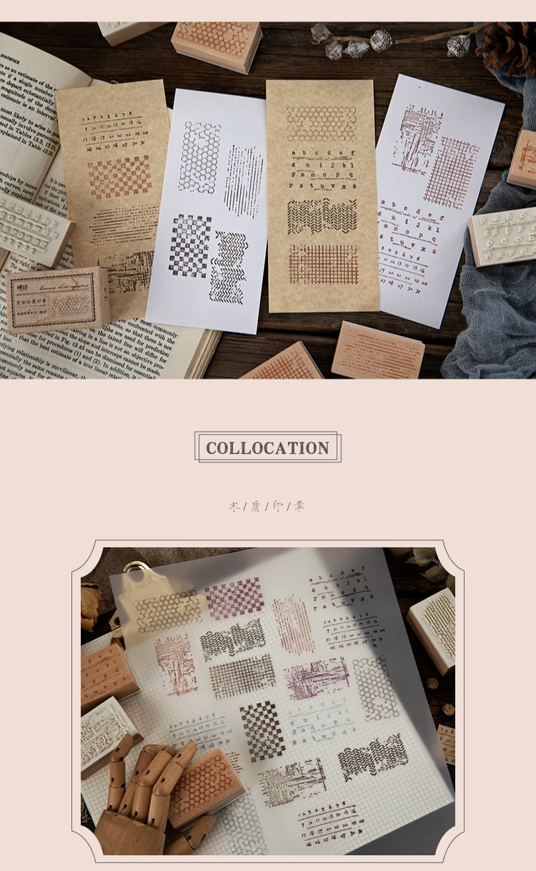 Vintage Basic grid number alphabet decoration stamp wooden rubber stamps for scrapbooking stationery DIY craft standard stamp