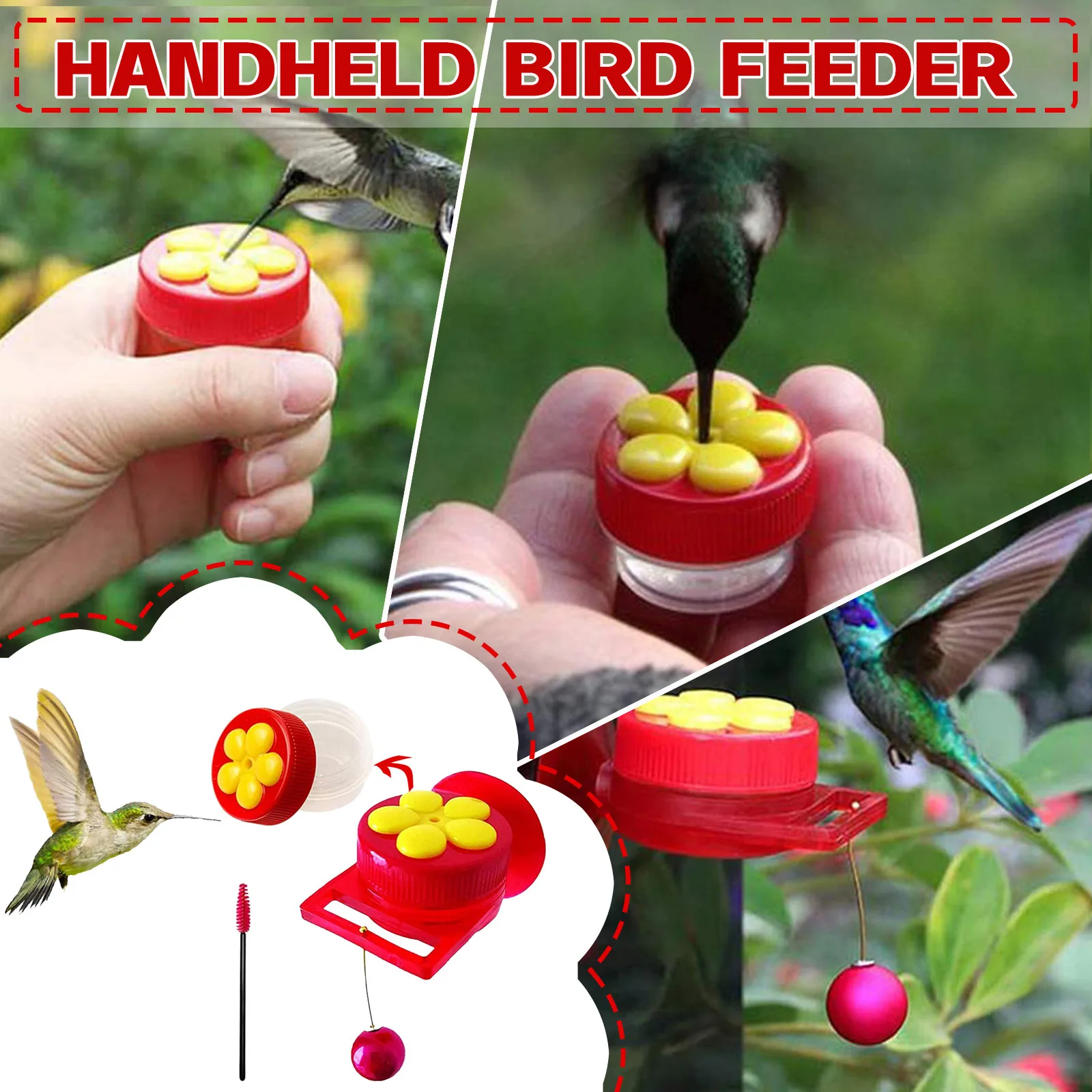 New Handheld Hummingbird Feeders Mini Hand Feeder with Suction Cup