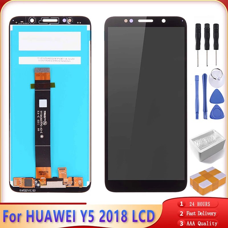 Grau aaa para huawei y5 2018 DRA-L21 display lcd tela de toque digitador  assembléia para huawei y5 prime 2018 DRA-L22 tela lcd - AliExpress
