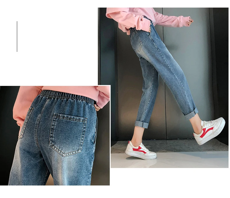 BIVIGAOS осенние новые Мода и досуг женские Джинсы бойфренда винтажные треугольные пряжки повседневные эластичные брюки Талия джинсовые шаровары