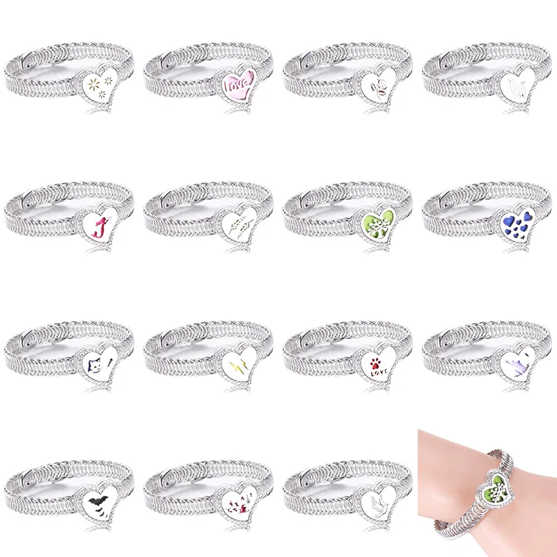 Charm Heart Shaped Perfume Box Bracelet Magnetic Locket Adjustable Stainless Steel Aromatherapy Essential Oil Diffuser | Украшения и
