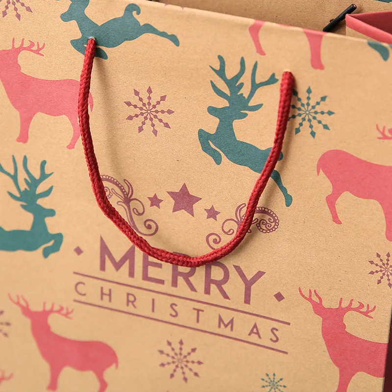 Оптовая продажа (4 компл./лот) Бумага хозяйственные сумки из натуральной кожи для веселого Рождества Рождественский подарок посылка 2020 Happy
