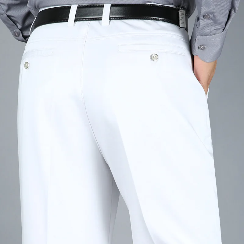 Autumn Winter Thick Men Casual Pants High Waist Loose Trousers Stretch Cotton Middle-aged Men's Straight Pants casual pants