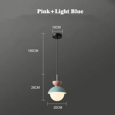 Pink Light Blue Креативная Подвесная лампа в скандинавском стиле для спальни, цветная лампа для ресторана, столовой, детской комнаты, Подвесная лампа для кафе, бара, магазина, осветительная арматура - Цвет корпуса: Pink Light Blue