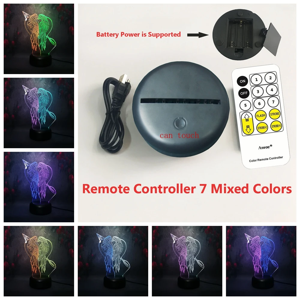 Remote 7 color Смешанные Два цвета два мандарин утка модель птицы лава лампа 3D RGB зарядка штекер вспышка Романтический Ночной свет ребенок Кабинет применение настольная лампа - Испускаемый цвет: Remote 7 color