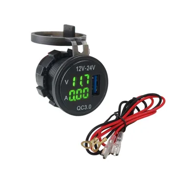 

Car Motorcycle QC3.0 Charger Voltmeter LED Universal Waterproof Anti-dust Digital Display Wiring Dual USB Charger Power Adapter