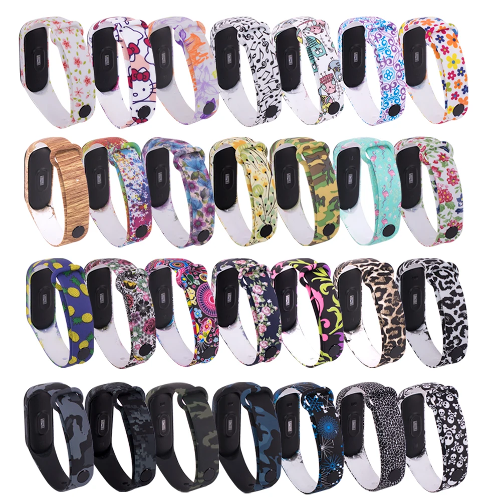 

Colorful flowers for Xiaomi Mi Band 4 Strap Silicone printing miband NFC 4 strap miband 4 accessories for xiaomi mi band 4 band