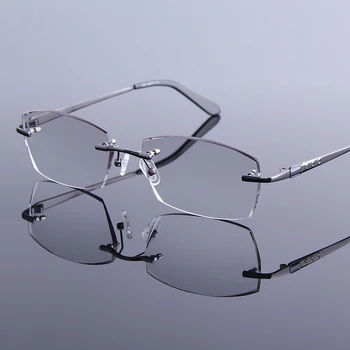 

High Clear Diamond Cutting Rimless Reading Glasses Men Ultralight Optics Prescription Glasses Male Reader Presbyopic Eye Glasses