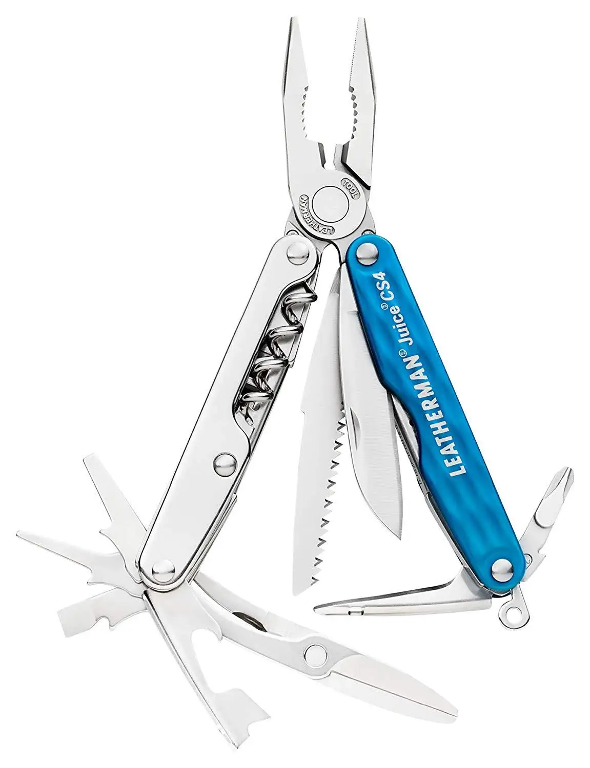 LEATHERMAN - Juice CS4/XE6 Multitool with Spring-Action Scissors and Aluminum Handles Blue/Gray