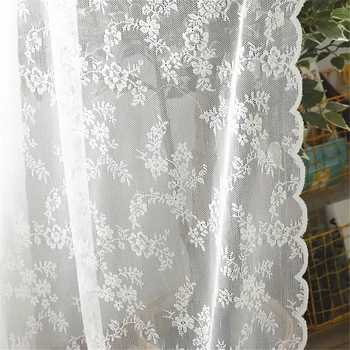 

Romantic Lace Sheer Curtain for Bedroom Wedding Kitchen Tie Valance Delicate Lace Side Elegant Net Fabric Tende ZH007C