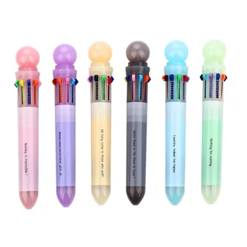 

10 Colors Cute DIY Stationery Kawaii Candy Head Press Ballpoint Pen Multi-purpos School&Office Supplies High Quality Stationery