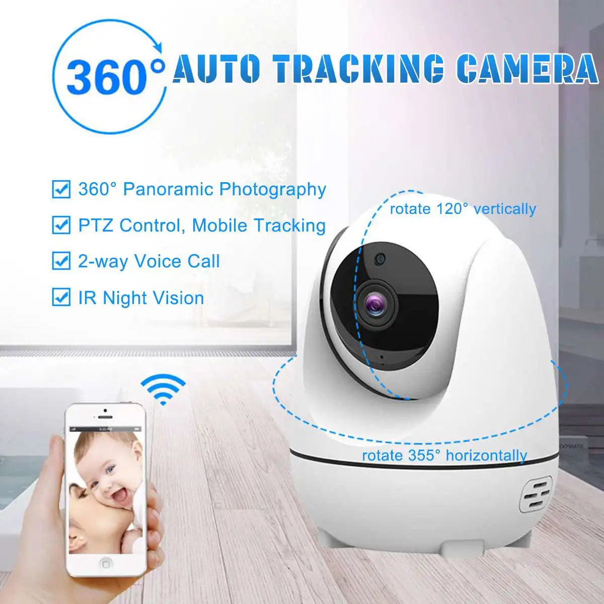 

1080P Wireless Home Security IP Camera Audio Monitor HD Mi Mini Smart Camera 2.4G WiFi Auto Tracking Camera EU US Plug