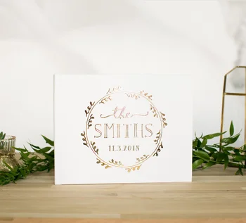 

personalised Gold Foil Botanical Wedding Guestbook Calligraphy names sign in Book baby shower journal ,hen night Color Choices